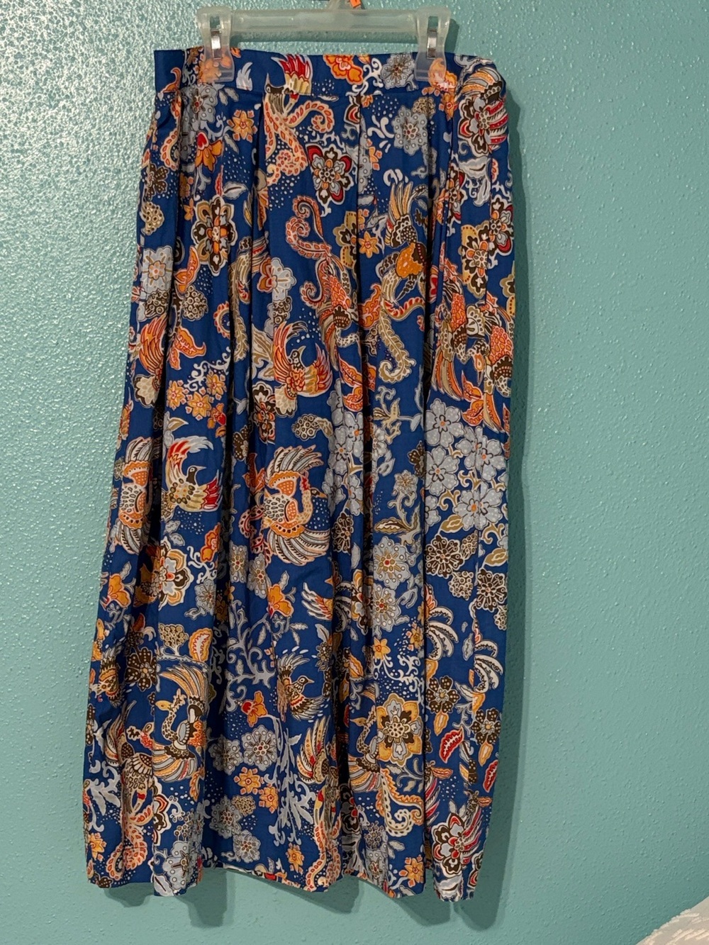 J. McLaughlin Navy Floral Maxi Skirt with Orange Accents pockets NWT modest